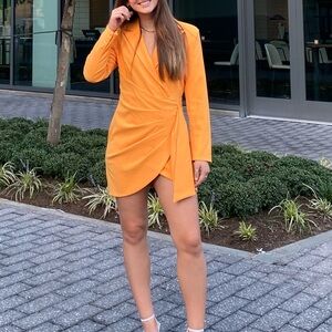 Orange Blazer Mini Dress